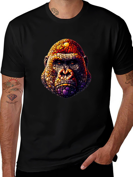 Gorilla Head Graphic Print Black T-Shirt