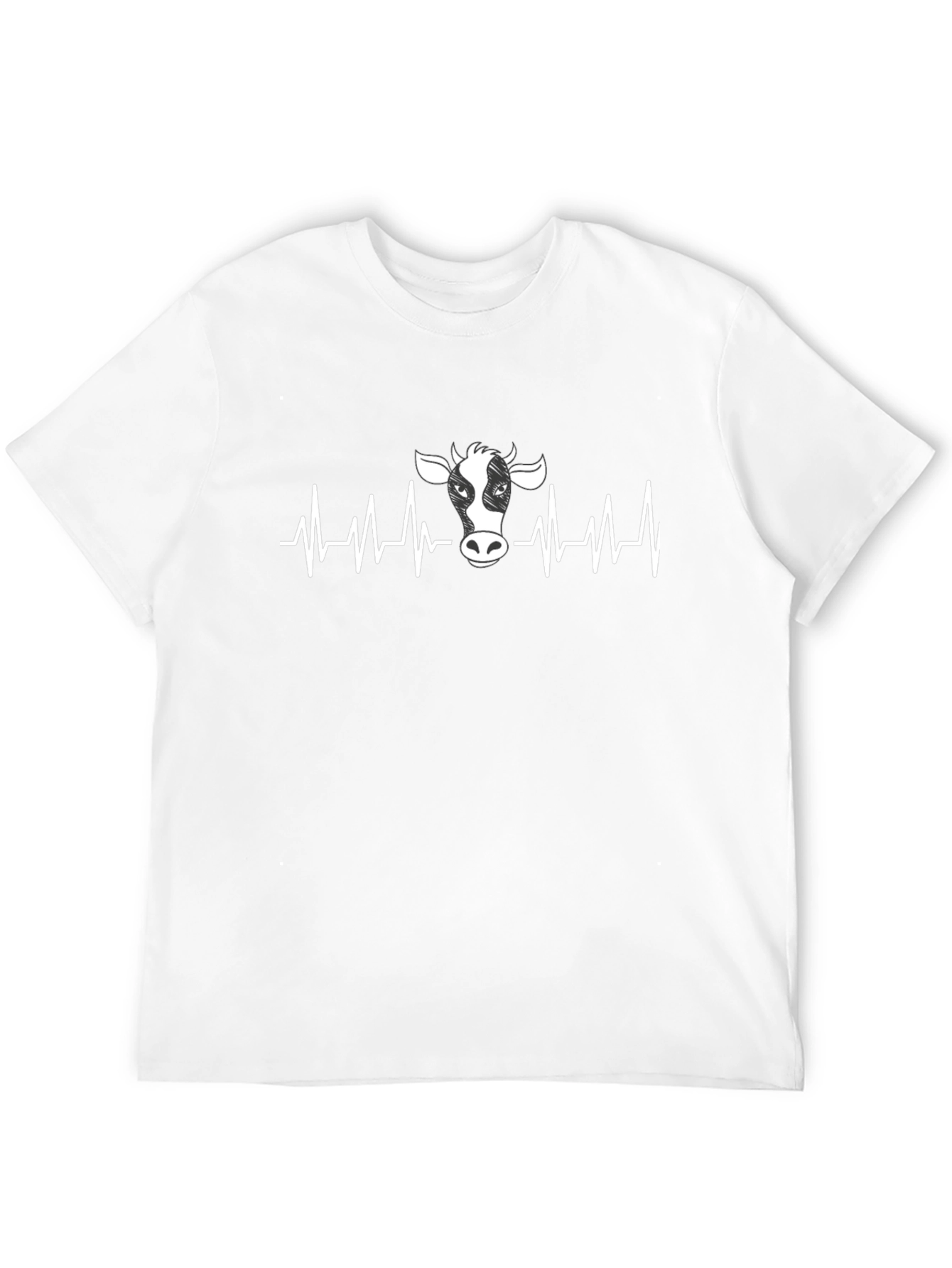 Cow Heartbeat Graphic T-Shirt - Black