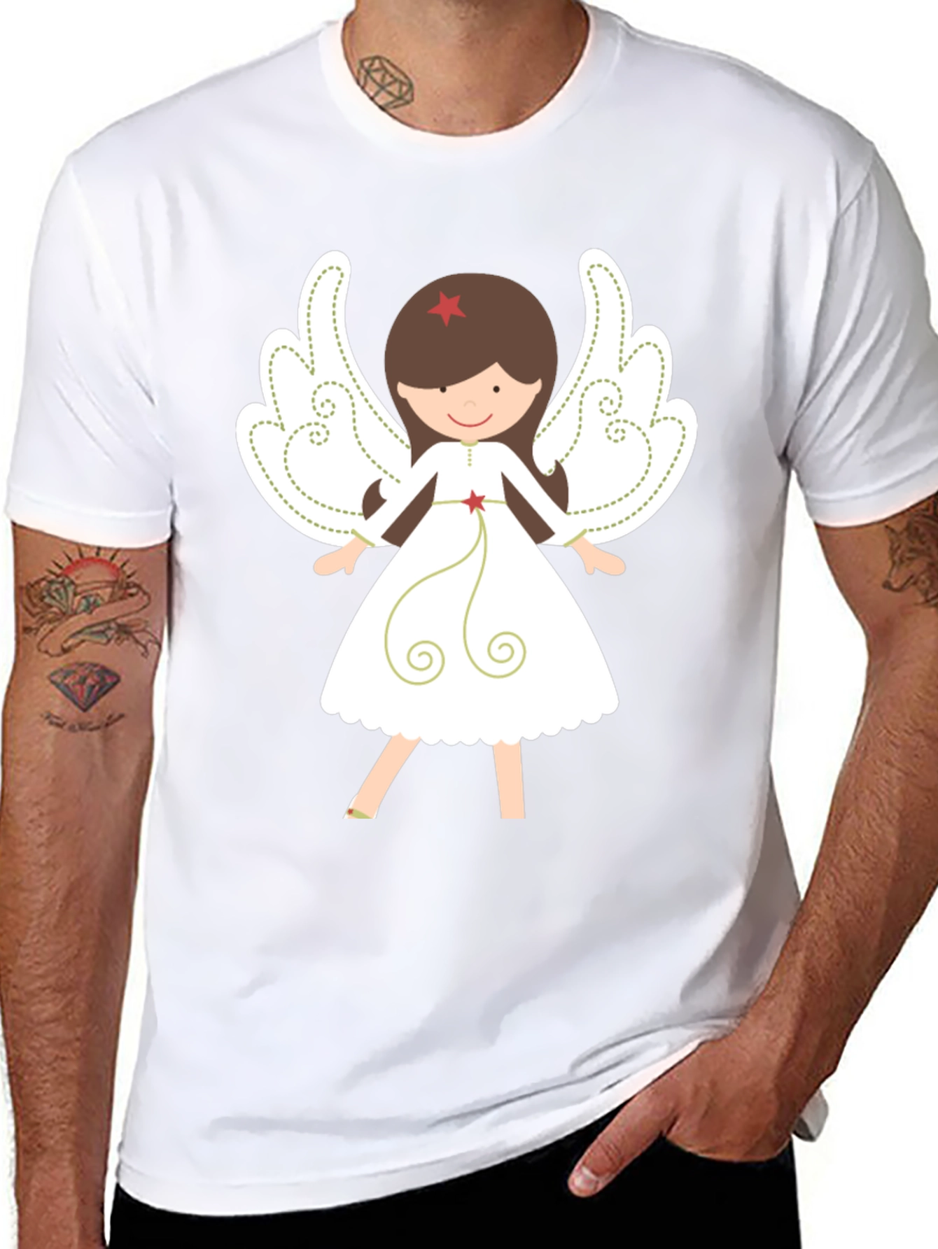 Angel Graphic Tee - Festive Holiday Shirt