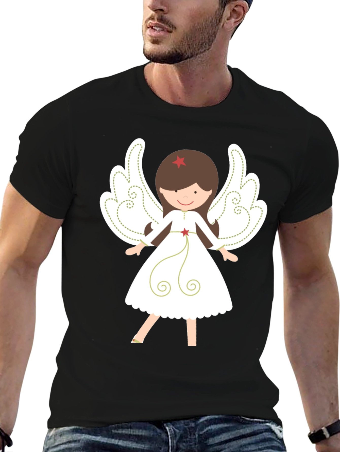 Angel Graphic Tee - Festive Holiday Shirt