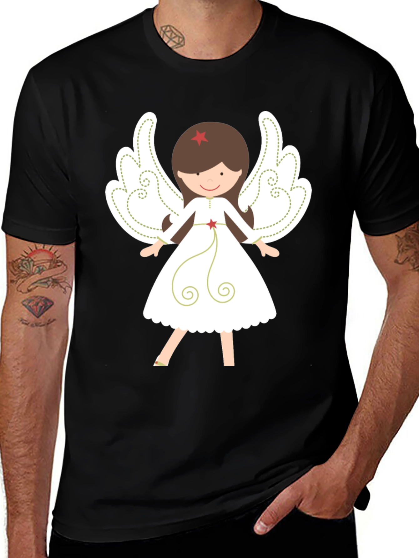 Angel Graphic Tee - Festive Holiday Shirt
