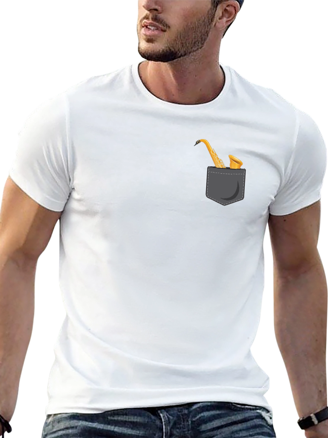 Saxophone Pocket Graphic Tee - Musician Style