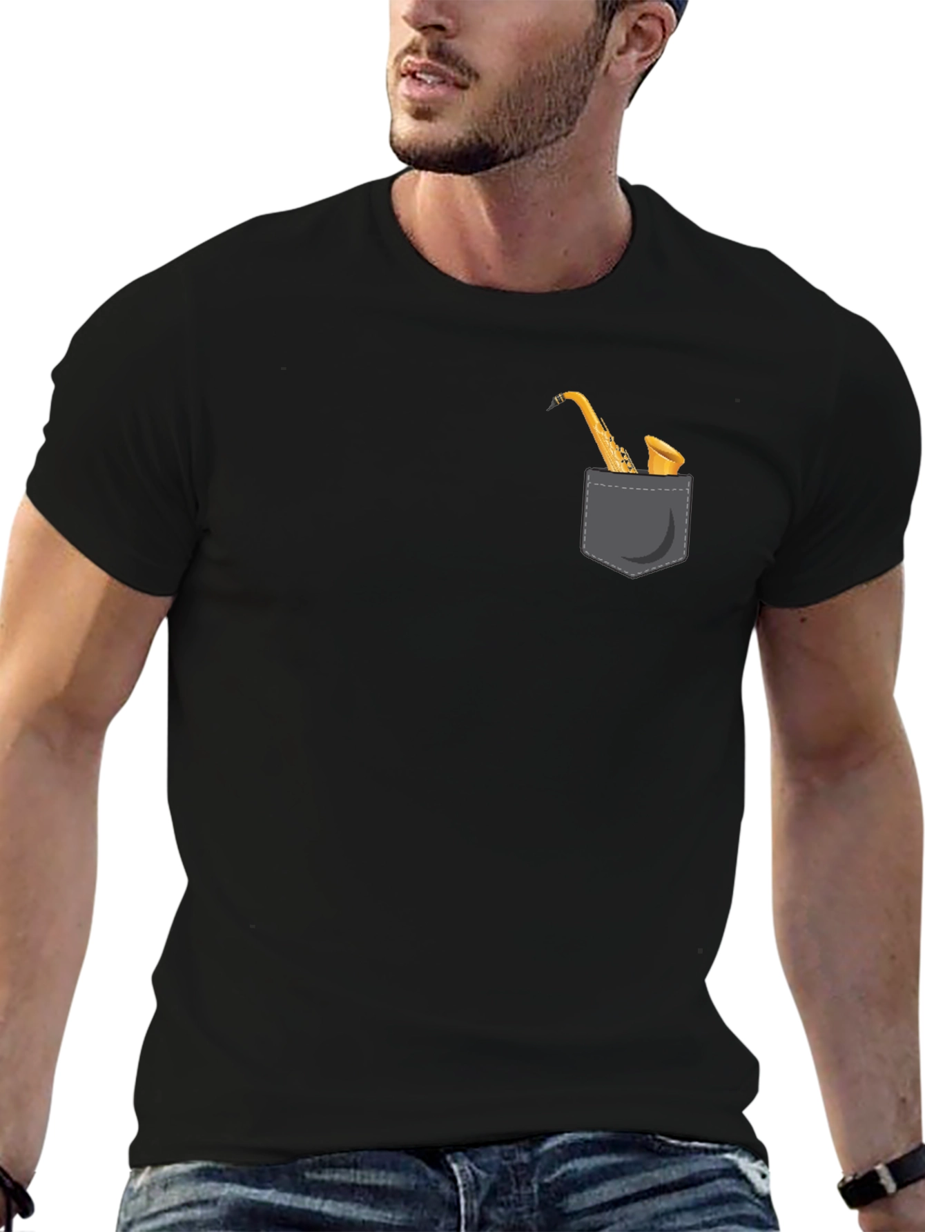Saxophone Pocket Graphic Tee - Musician Style