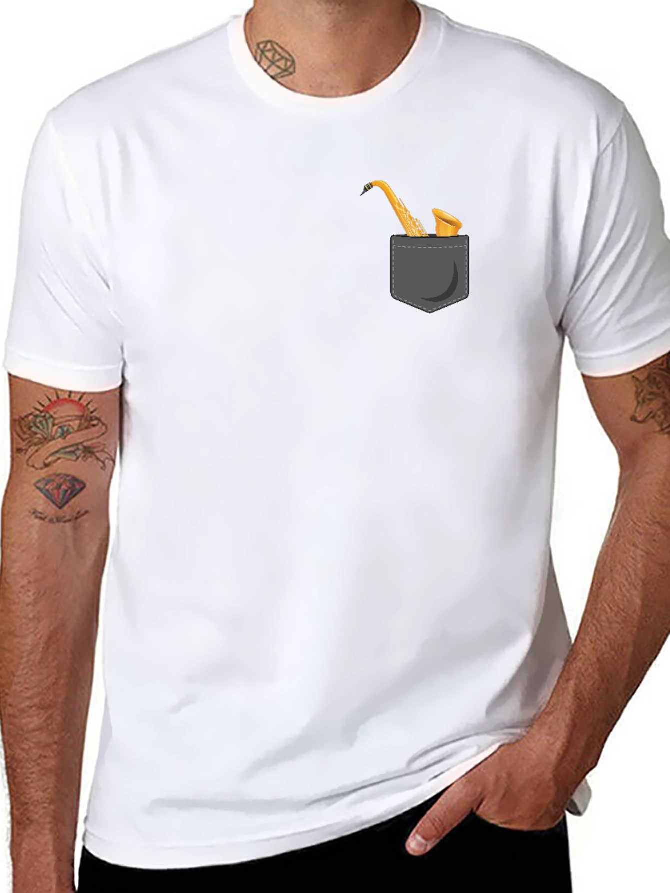 Saxophone Pocket Graphic Tee - Musician Style