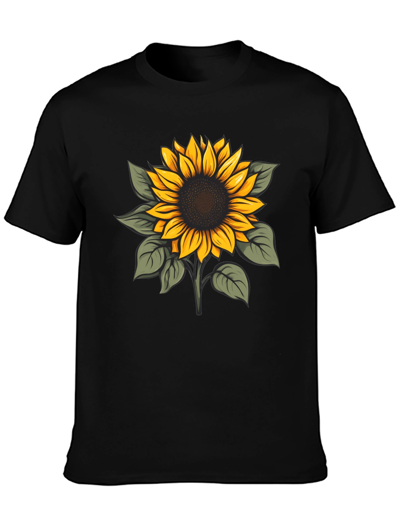 Sunflower Graphic Print Black T-Shirt
