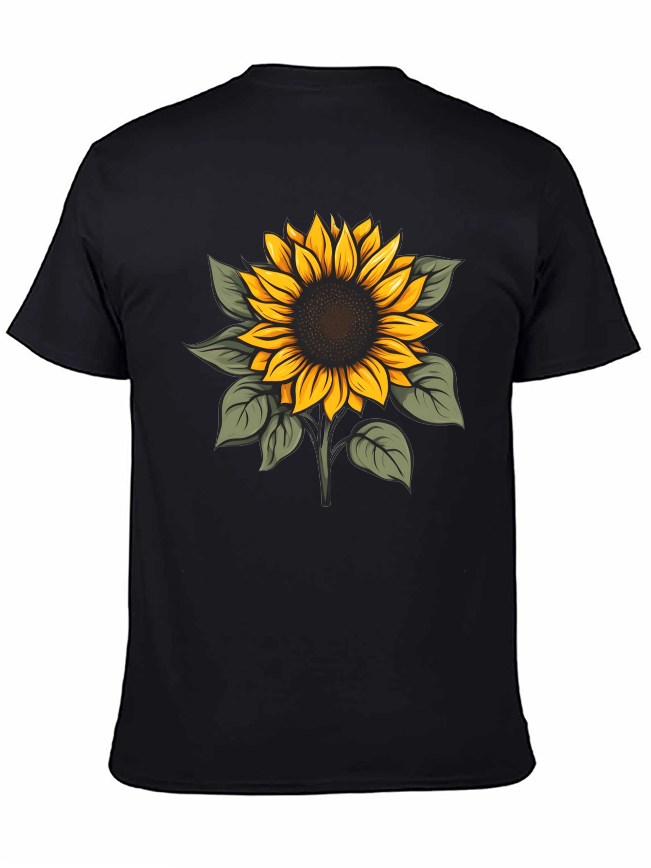 Sunflower Graphic Print Black T-Shirt