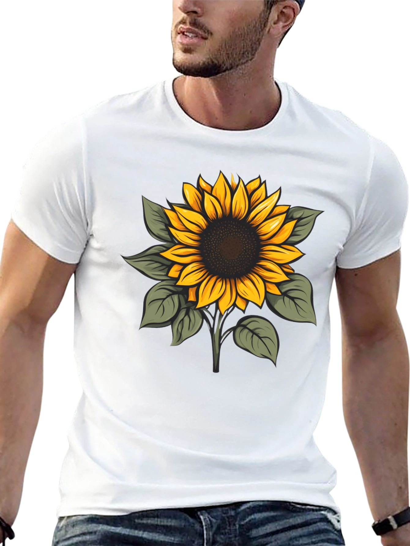 Sunflower Graphic Print Black T-Shirt