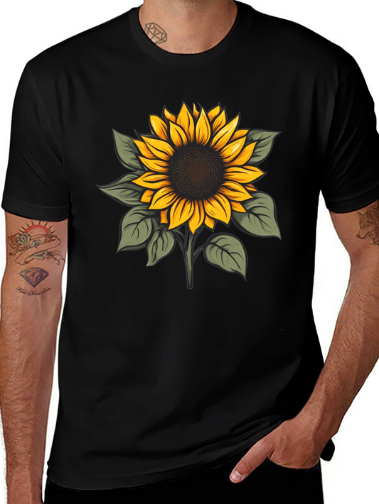 Sunflower Graphic Print Black T-Shirt
