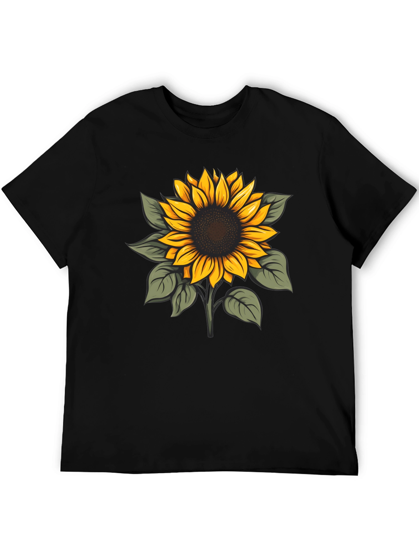 Sunflower Graphic Print Black T-Shirt