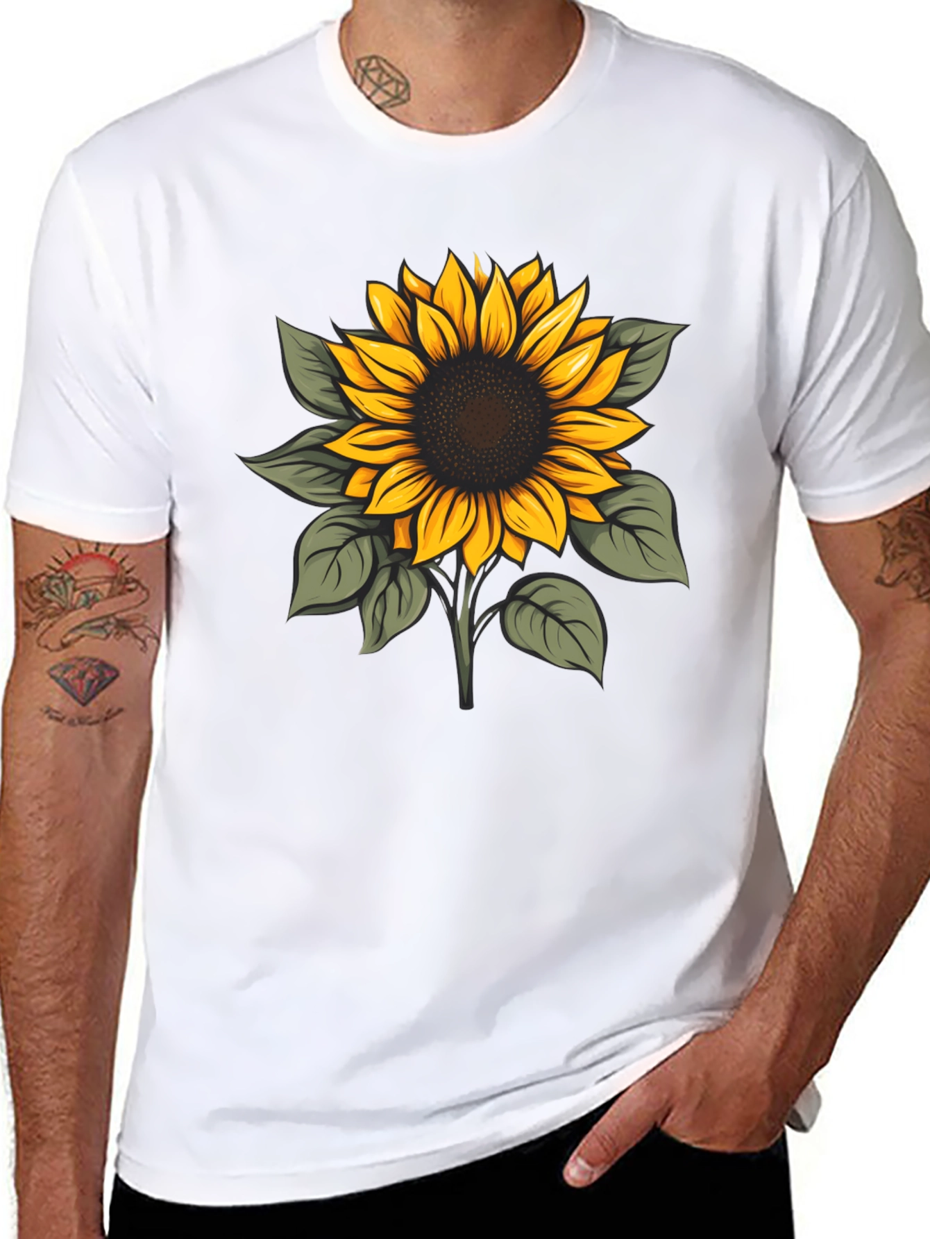 Sunflower Graphic Print Black T-Shirt