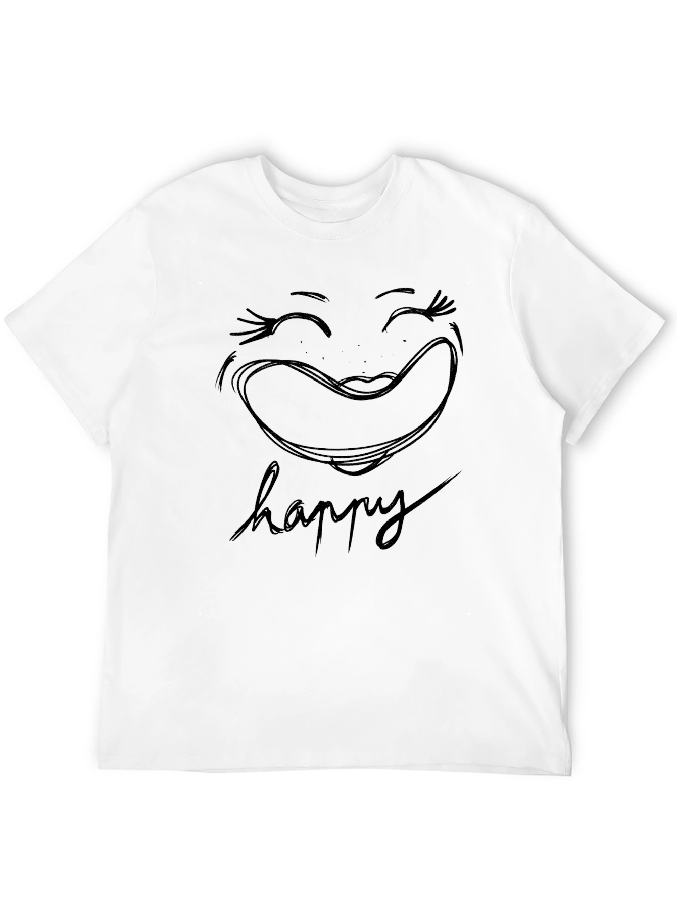 Happy Graphic Tee - Classic Black Cotton