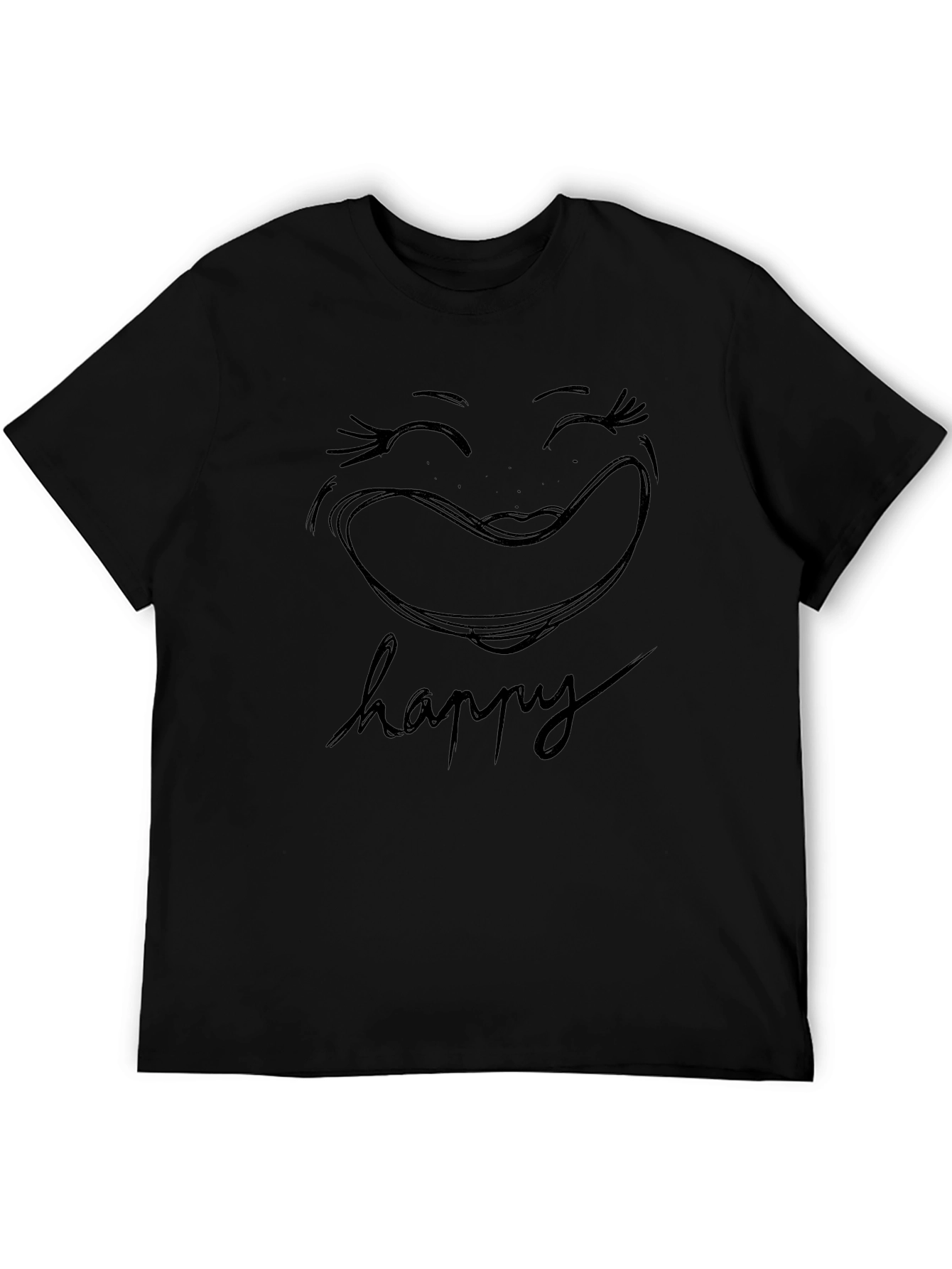 Happy Graphic Tee - Classic Black Cotton