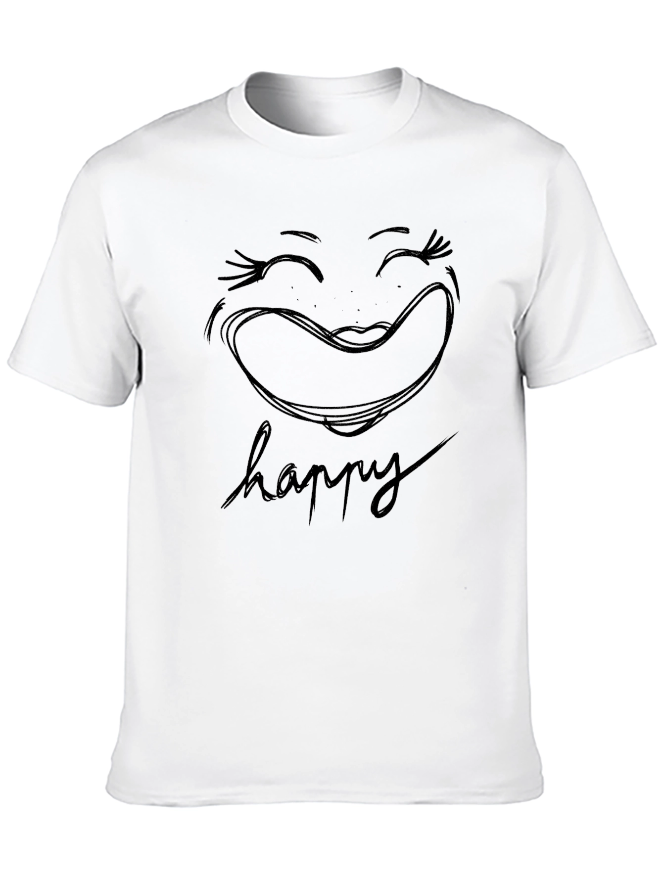Happy Graphic Tee - Classic Black Cotton