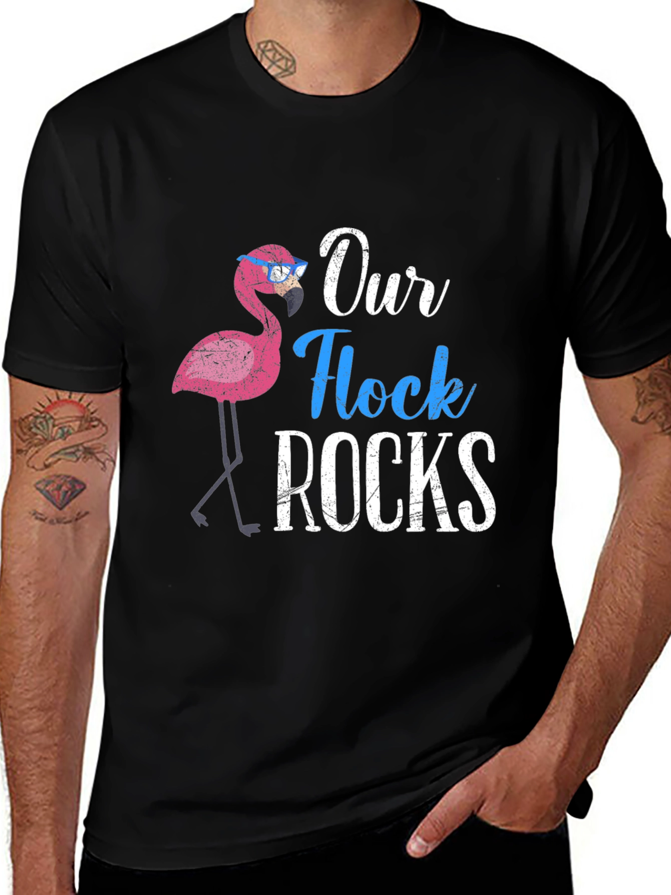 Our Flock Rocks Flamingo T-Shirt