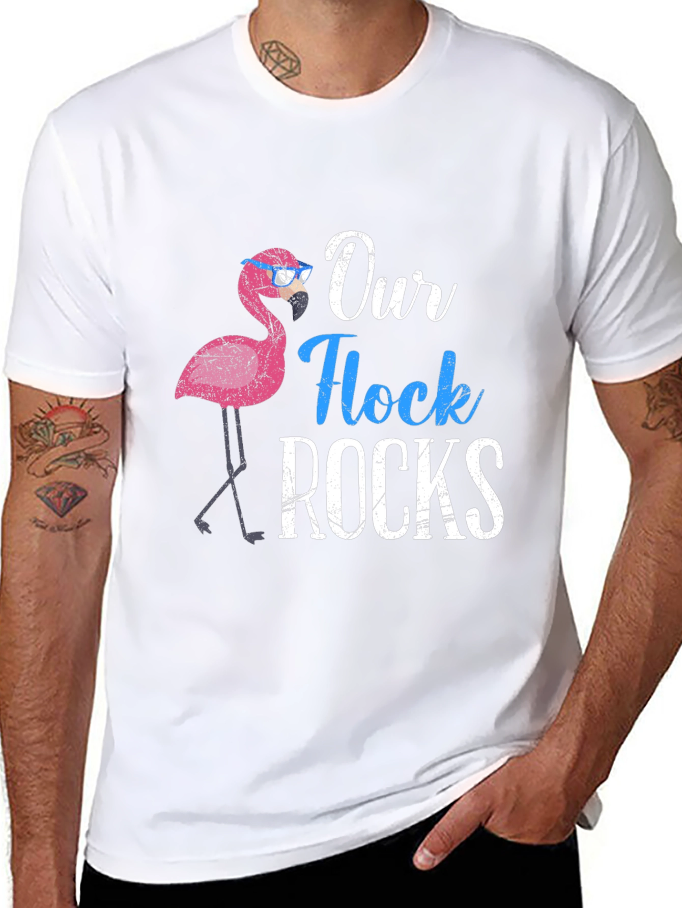 Our Flock Rocks Flamingo T-Shirt