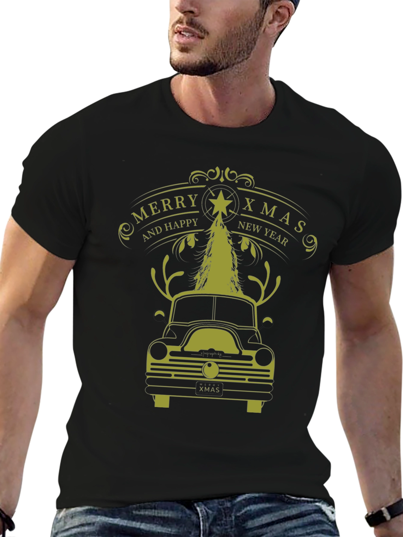 Merry Xmas Car T-Shirt - Holiday Festive Tee