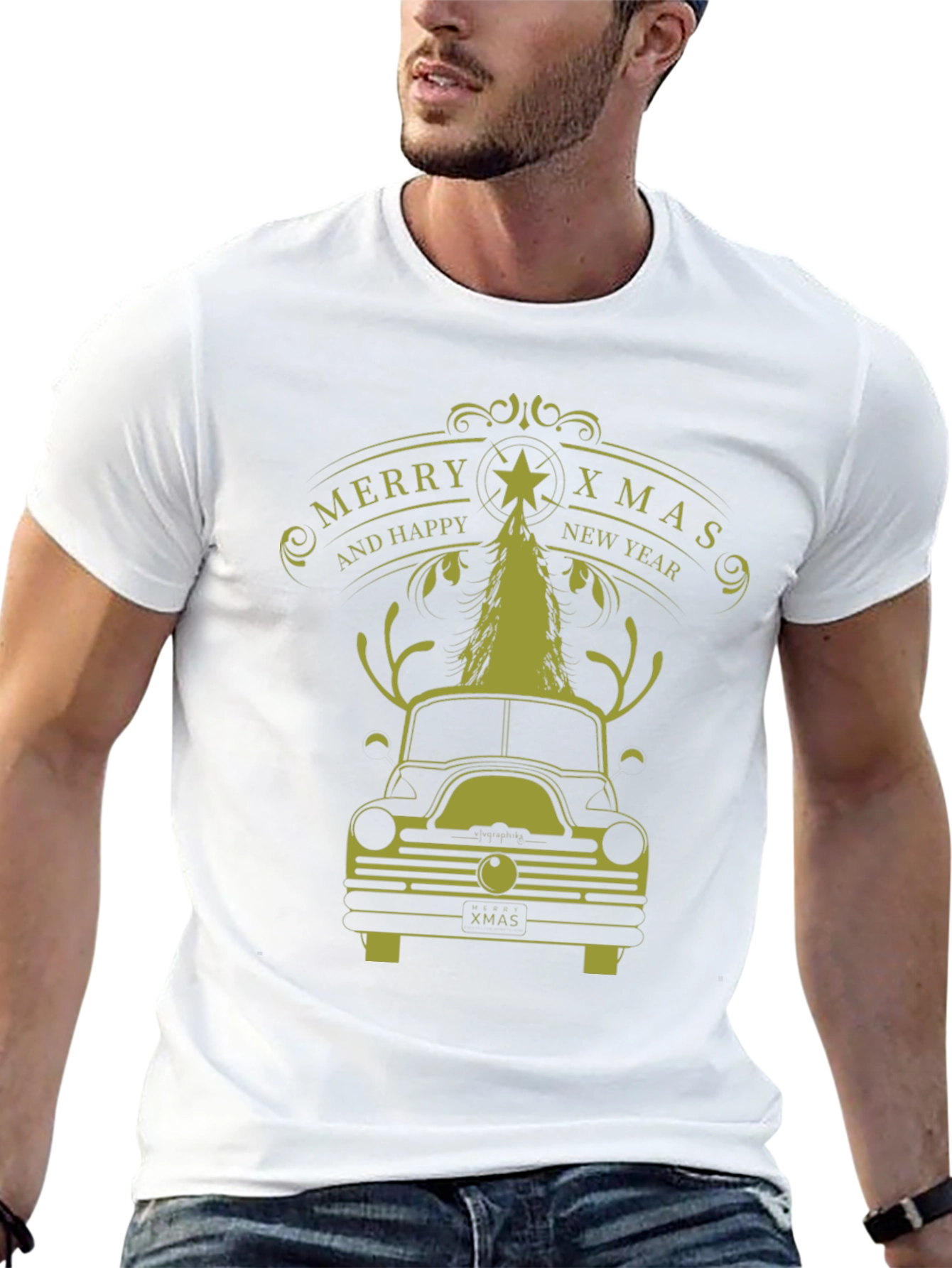 Merry Xmas Car T-Shirt - Holiday Festive Tee