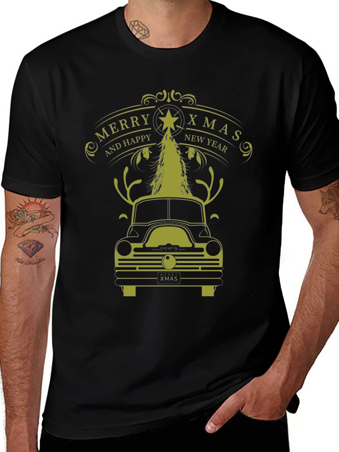 Merry Xmas Car T-Shirt - Holiday Festive Tee