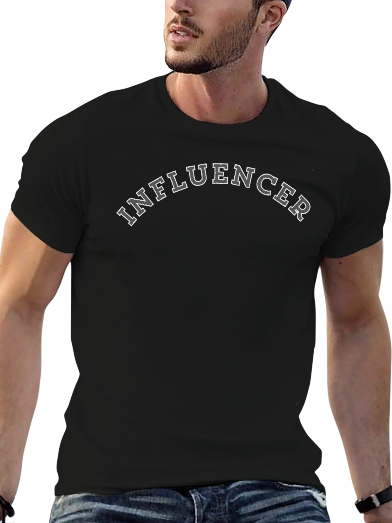 Influencer Black T-Shirt - Modern Graphic Tee