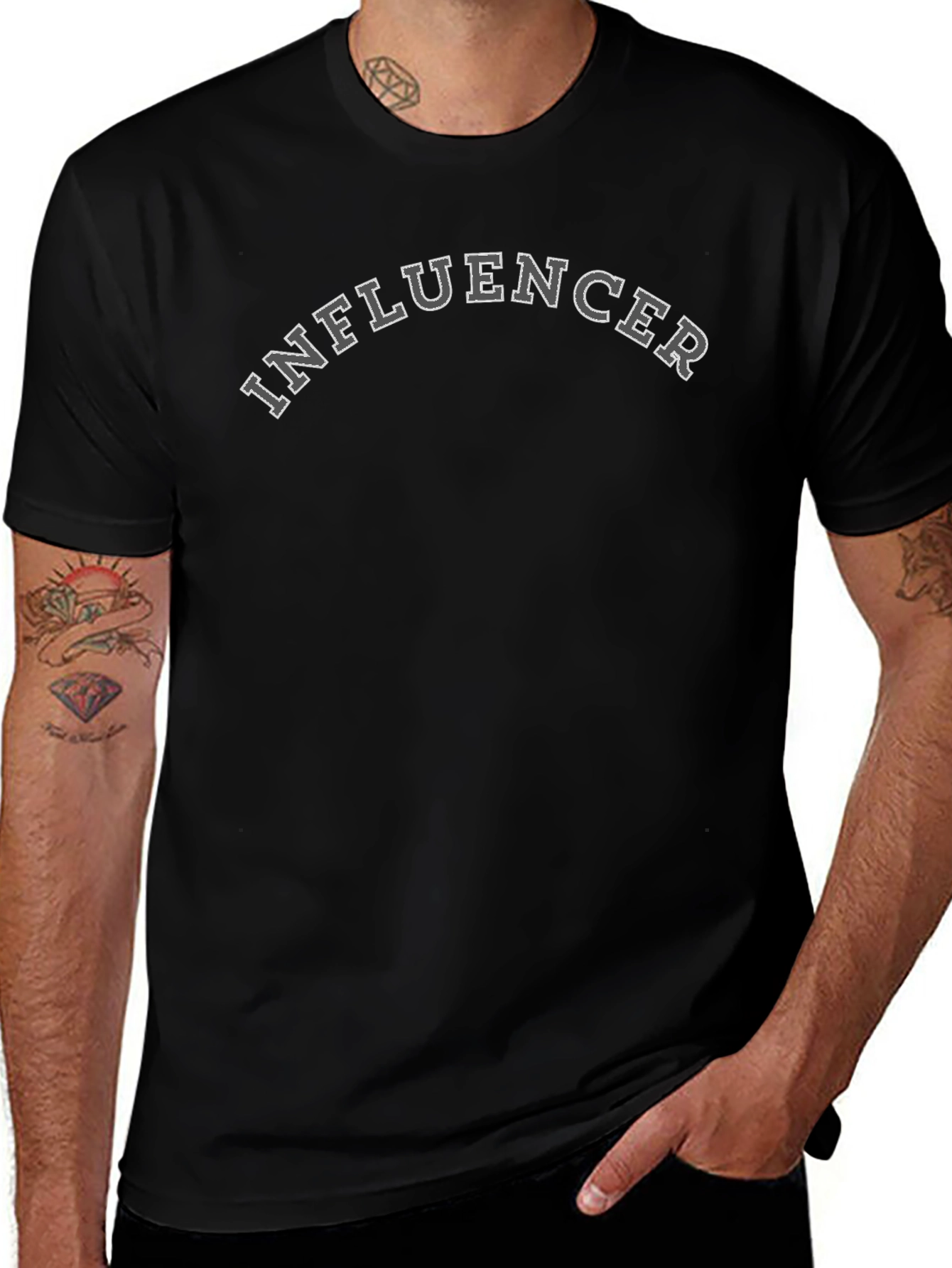 Influencer Black T-Shirt - Modern Graphic Tee