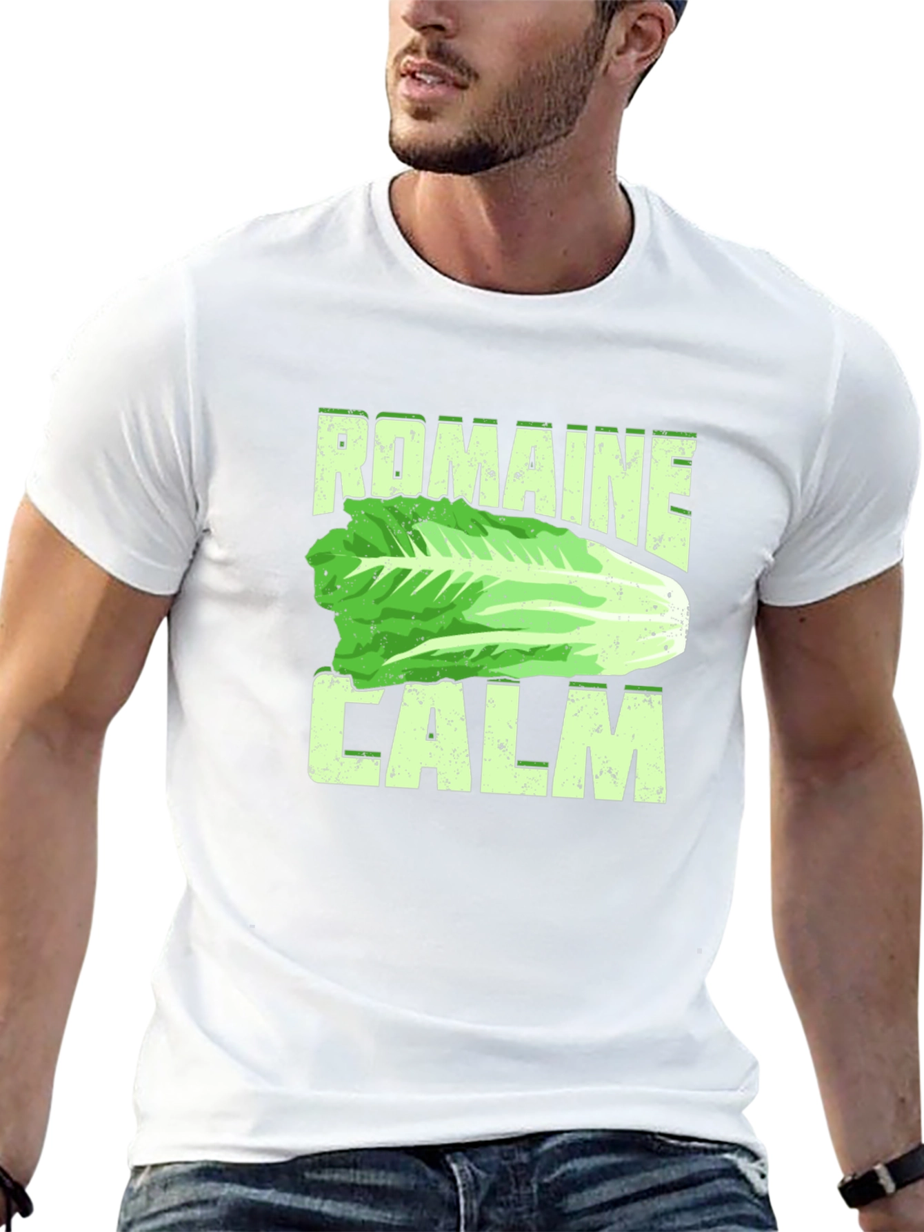 Romaine Calm Funny Lettuce Graphic Mens T-Shirt