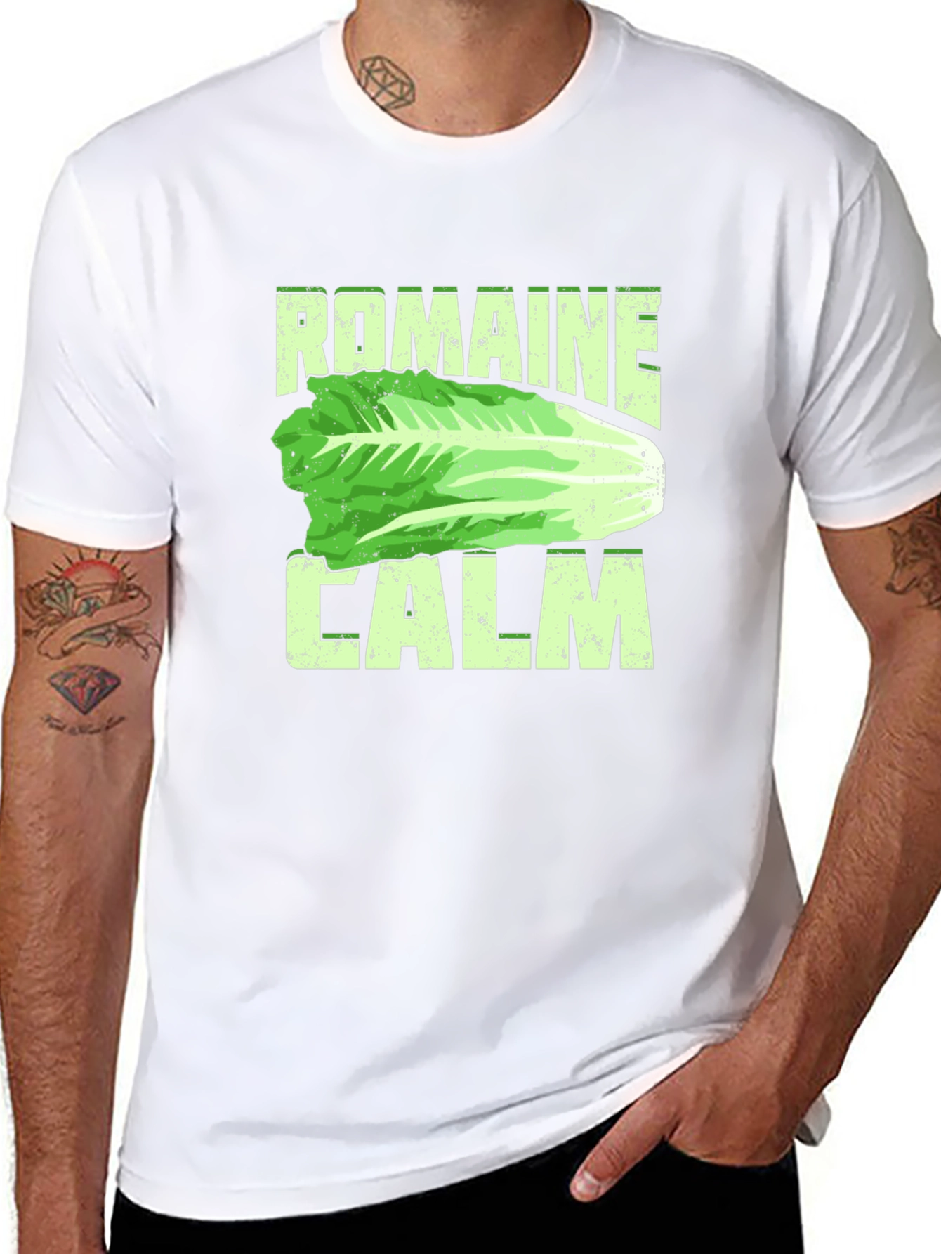 Romaine Calm Funny Lettuce Graphic Mens T-Shirt