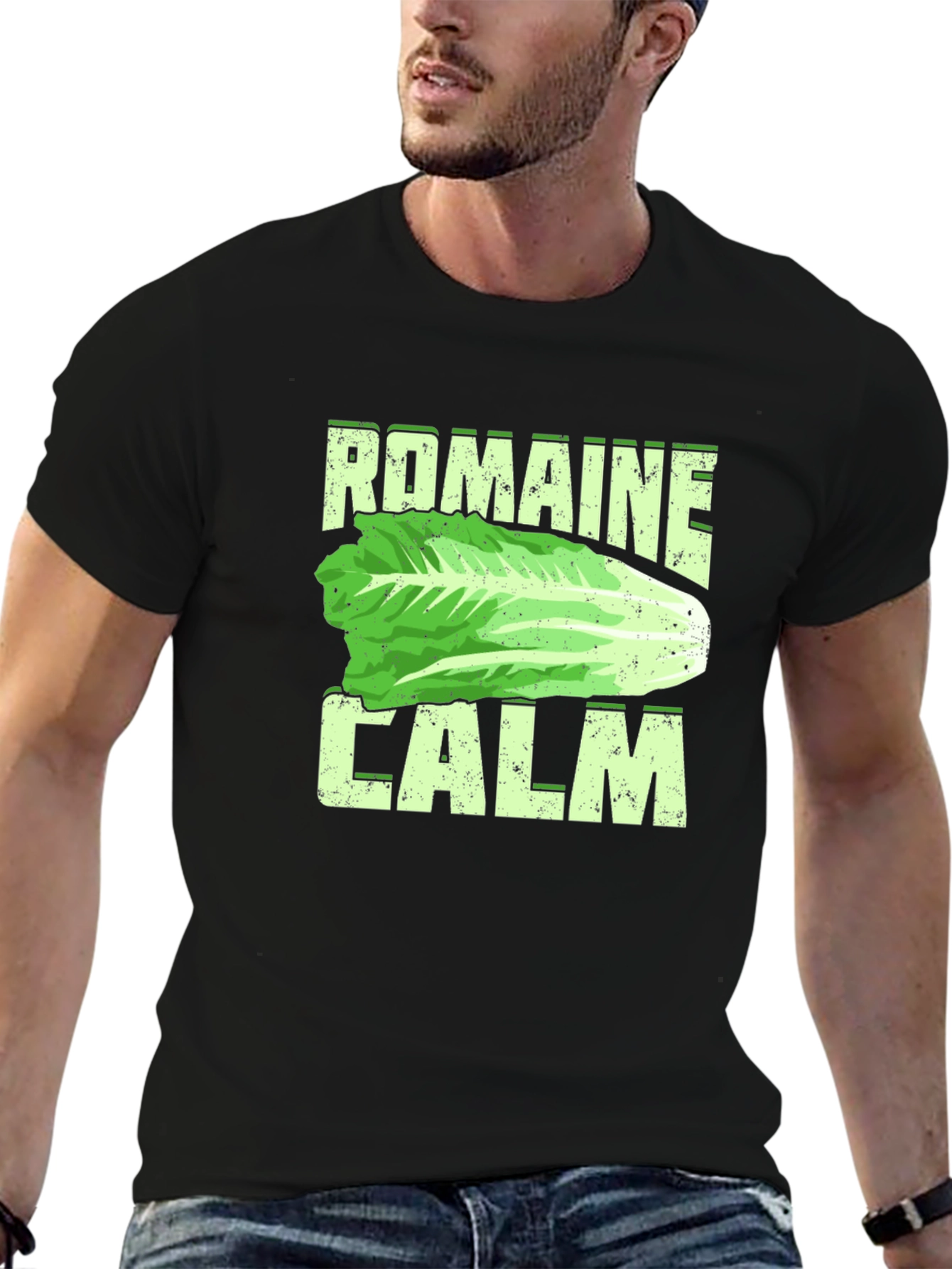 Romaine Calm Funny Lettuce Graphic Mens T-Shirt