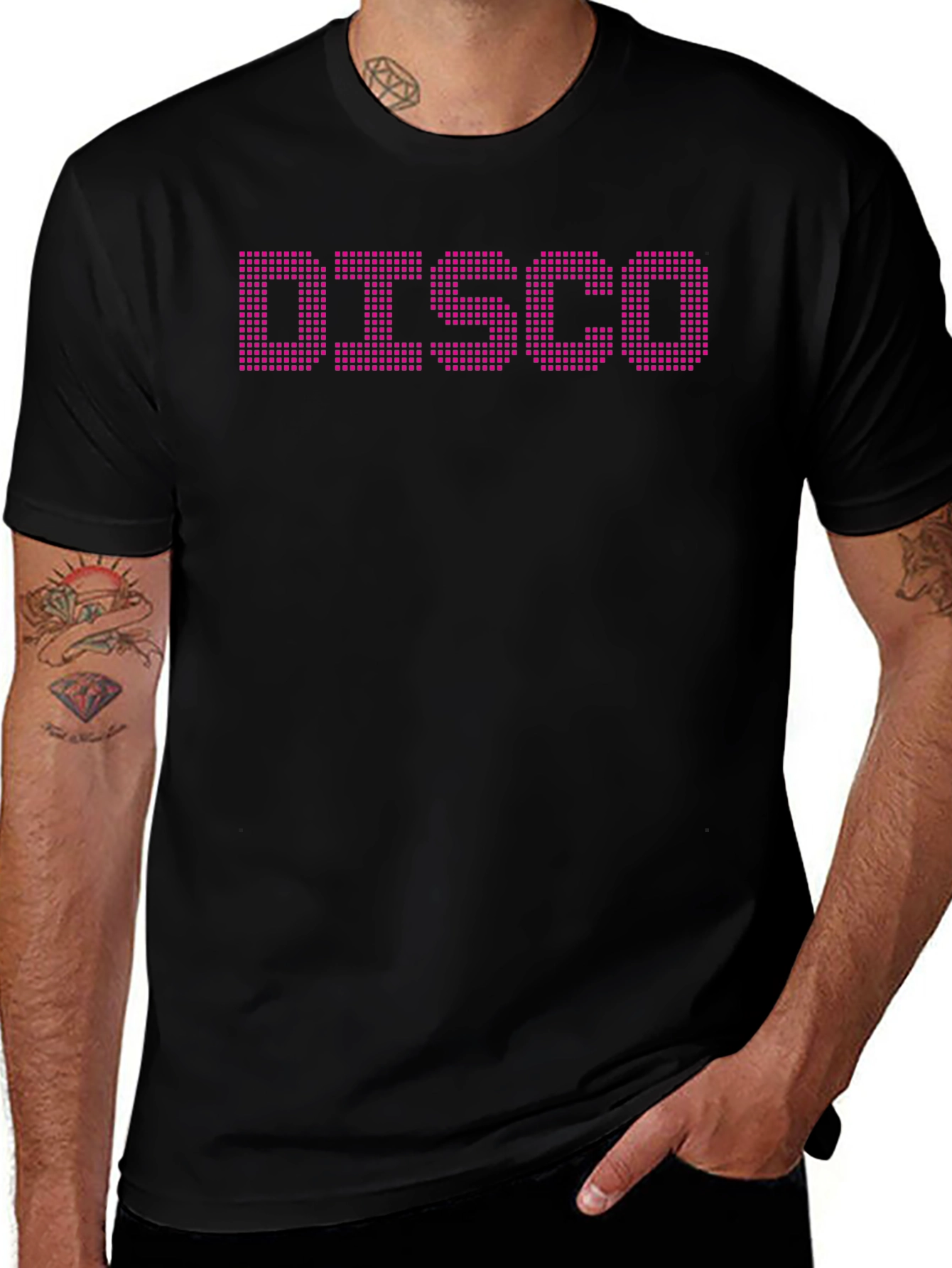 Retro Disco T-Shirt - Pixelated Text Design