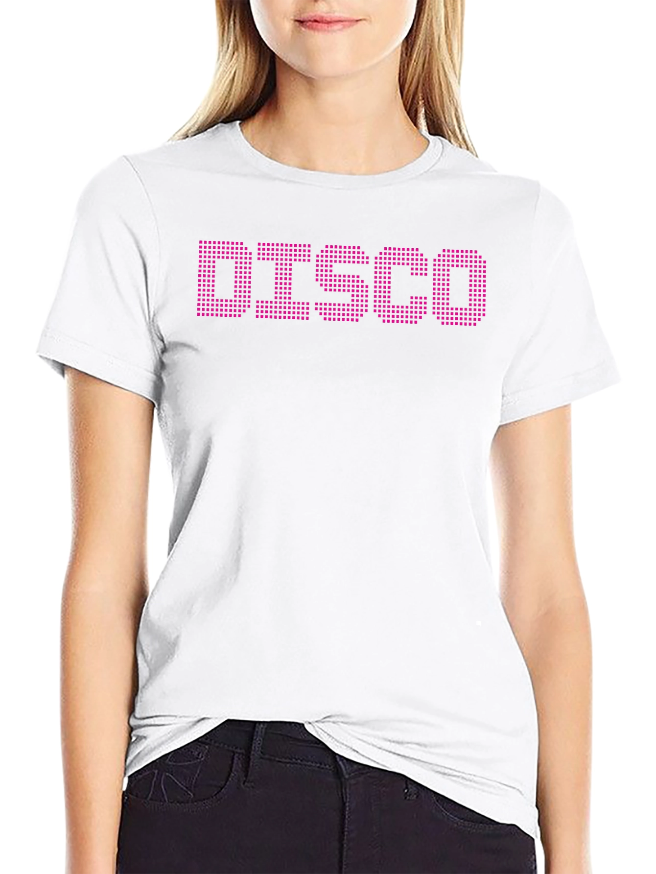 Retro Disco T-Shirt - Pixelated Text Design