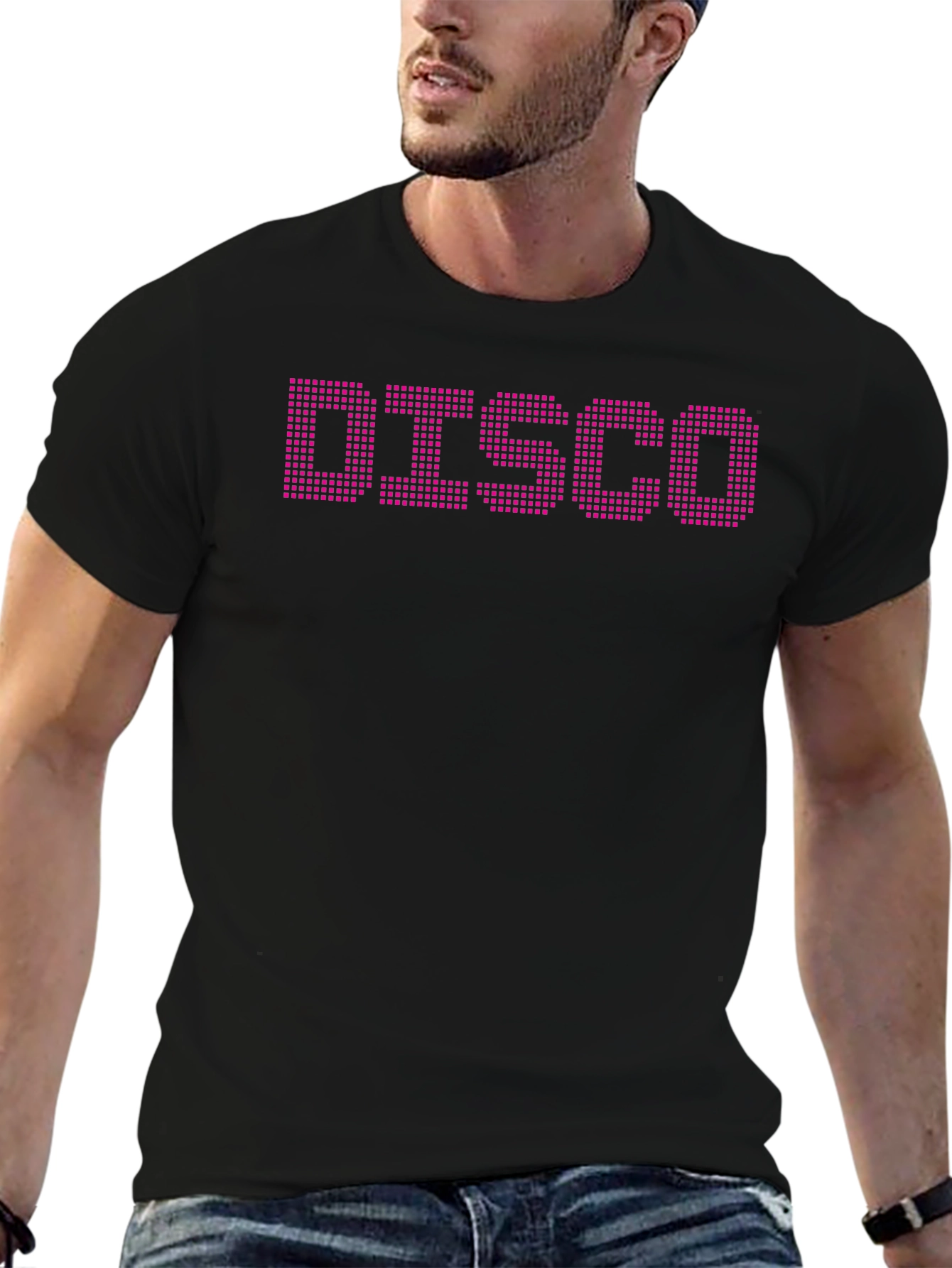 Retro Disco T-Shirt - Pixelated Text Design