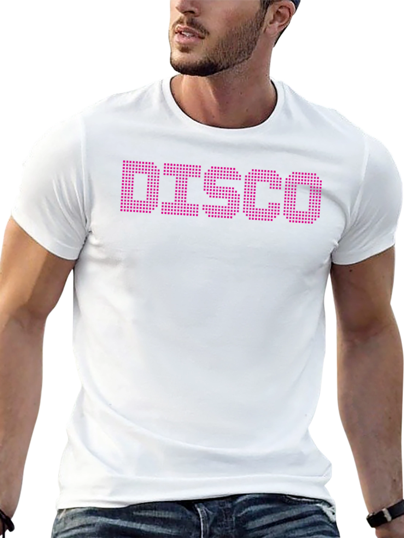 Retro Disco T-Shirt - Pixelated Text Design