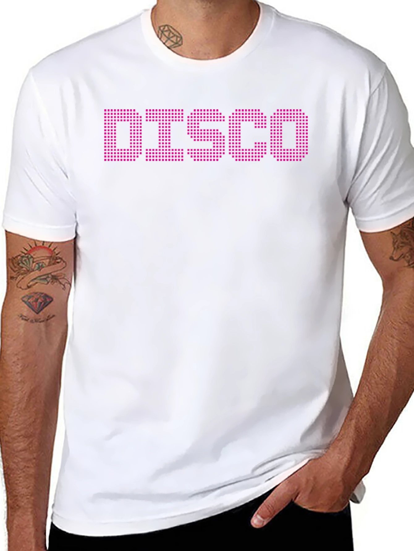 Retro Disco T-Shirt - Pixelated Text Design