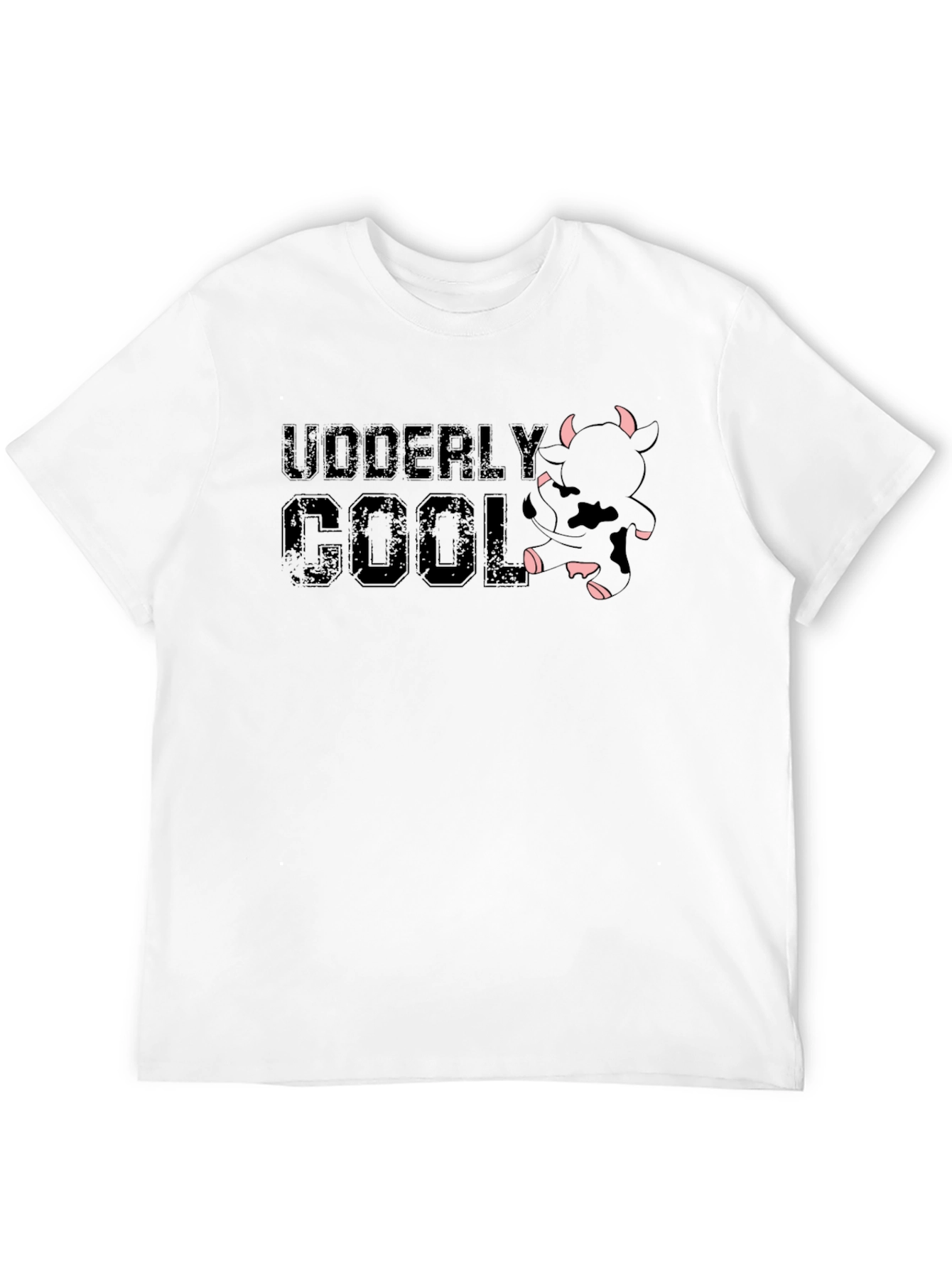 Udderly Cool Black T-Shirt - Novelty Cow Design