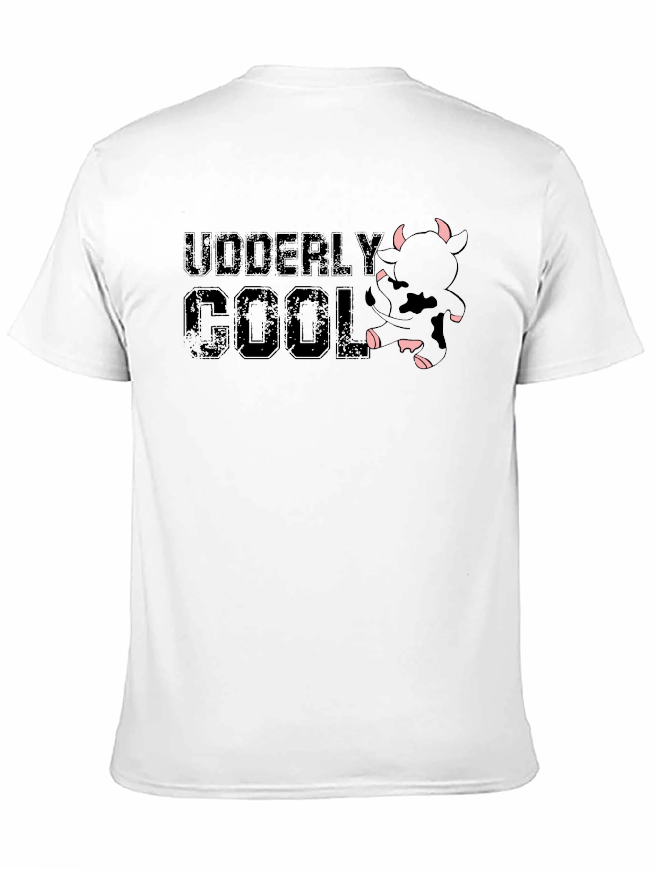 Udderly Cool Black T-Shirt - Novelty Cow Design