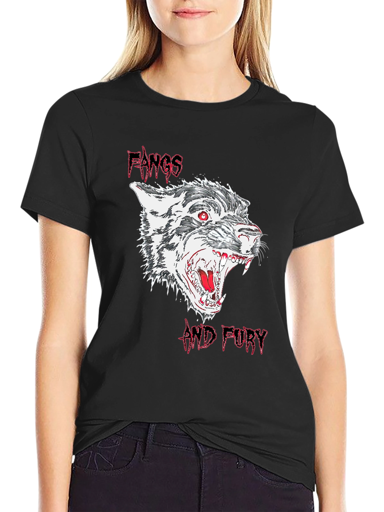 Fangs and Fury Graphic Tee - Black