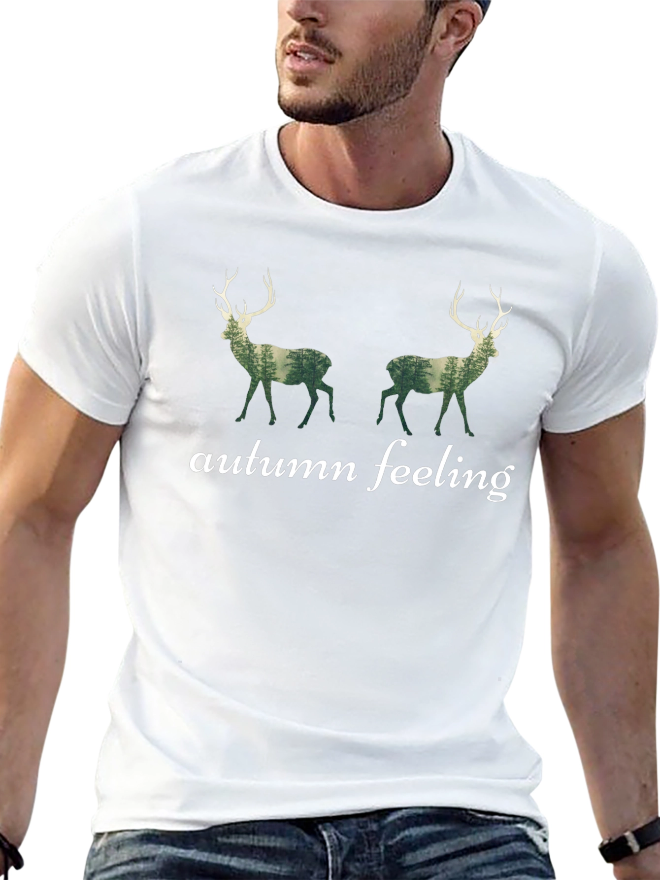 Autumn Feeling Deer Graphic T-Shirt