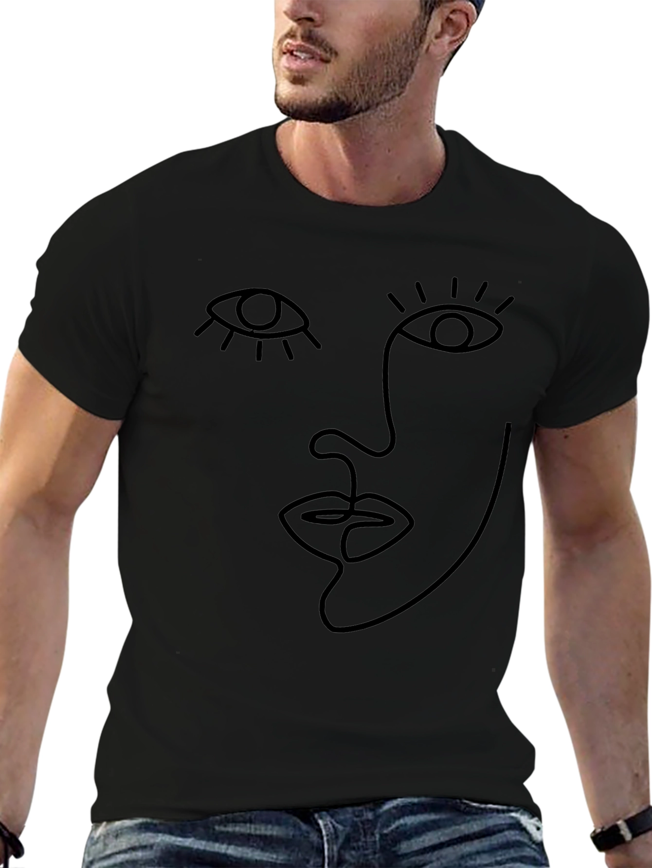 Abstract Face Line Art Graphic Tee - Unisex