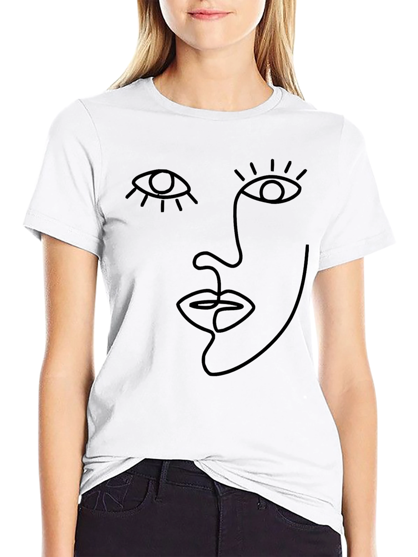 Abstract Face Line Art Graphic Tee - Unisex