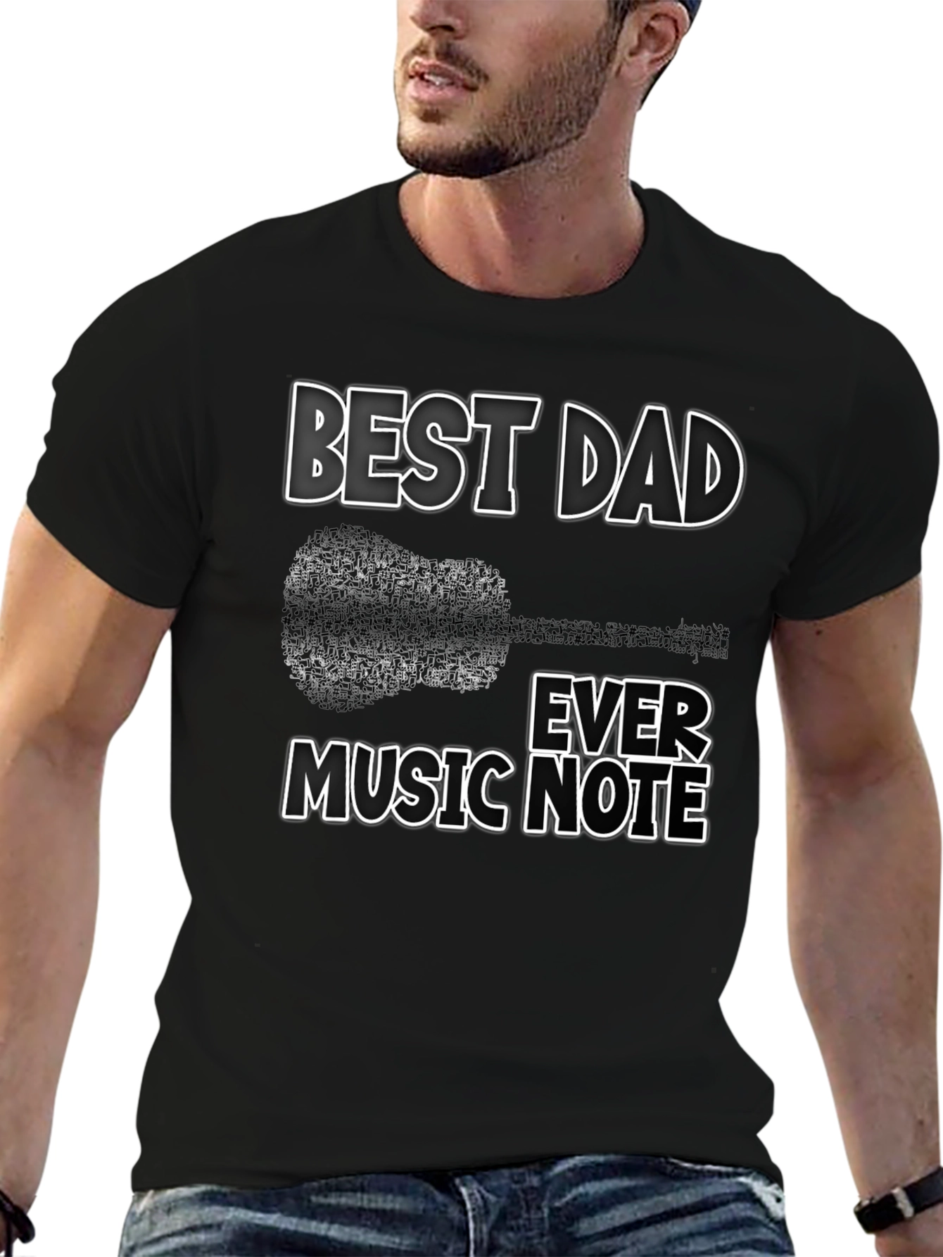 Best Dad Ever Music Note Graphic T-Shirt