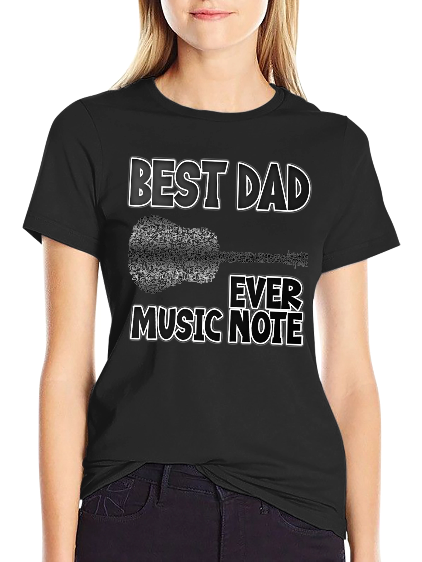 Best Dad Ever Music Note Graphic T-Shirt