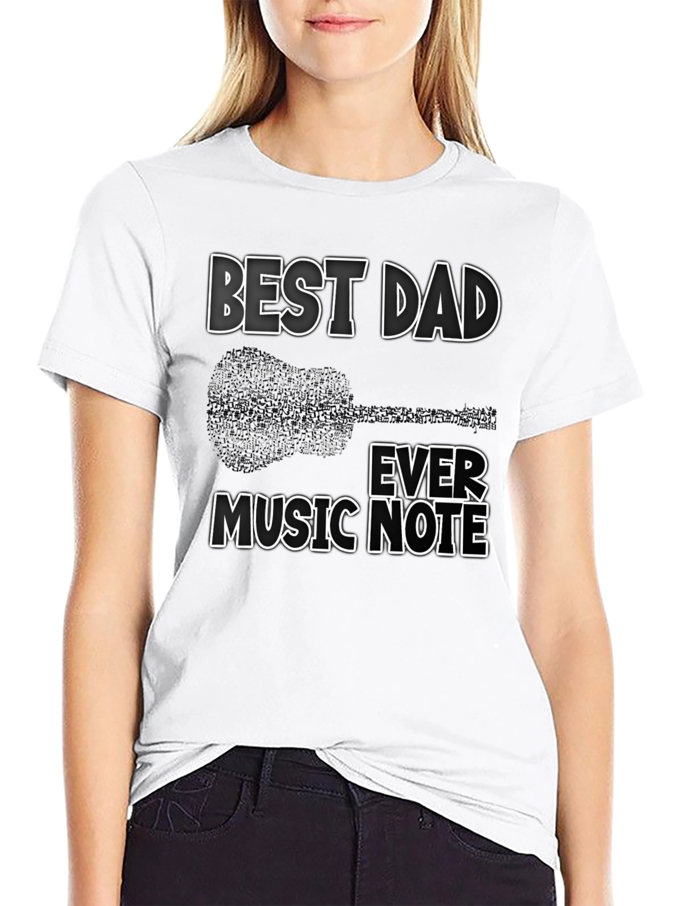 Best Dad Ever Music Note Graphic T-Shirt