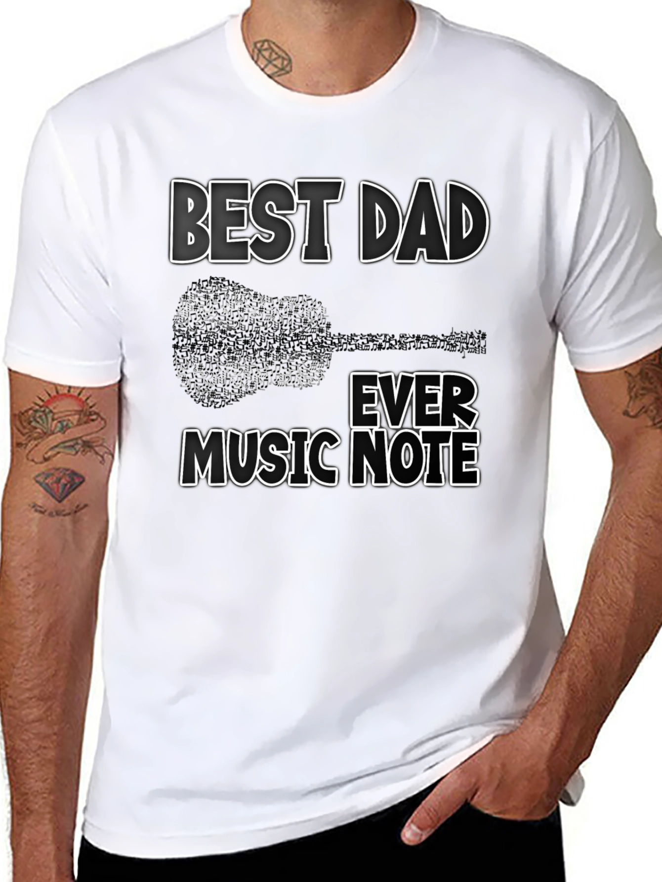 Best Dad Ever Music Note Graphic T-Shirt