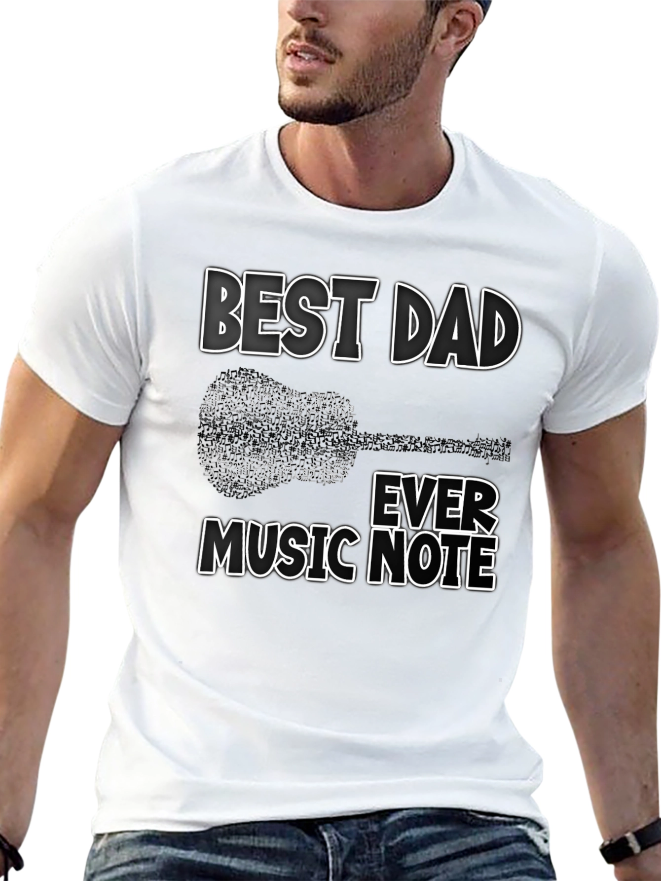 Best Dad Ever Music Note Graphic T-Shirt