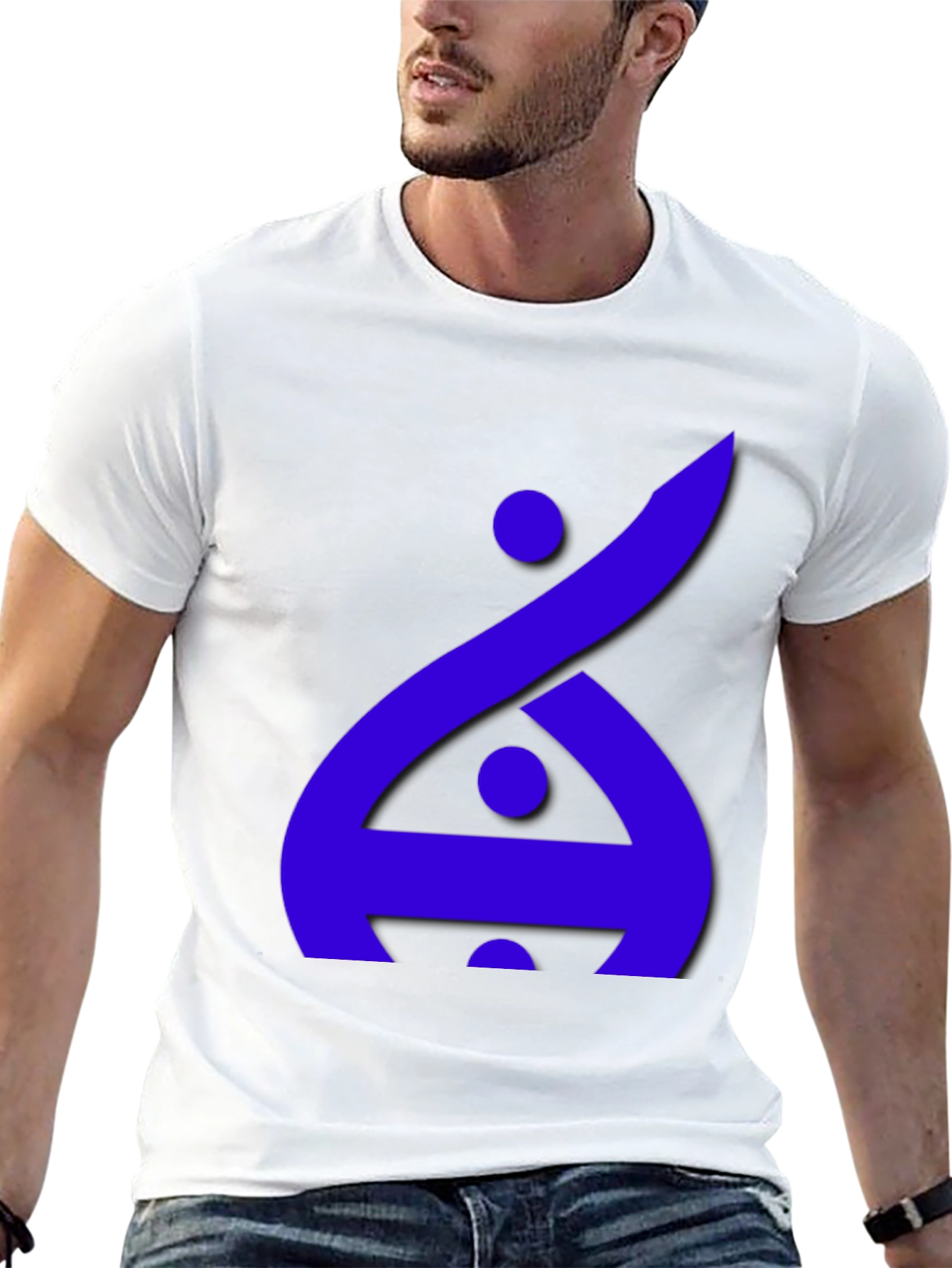 Modern Graphic Tee - Blue Abstract Design on Black