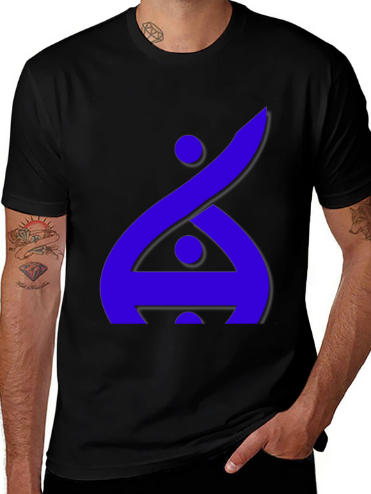 Modern Graphic Tee - Blue Abstract Design on Black