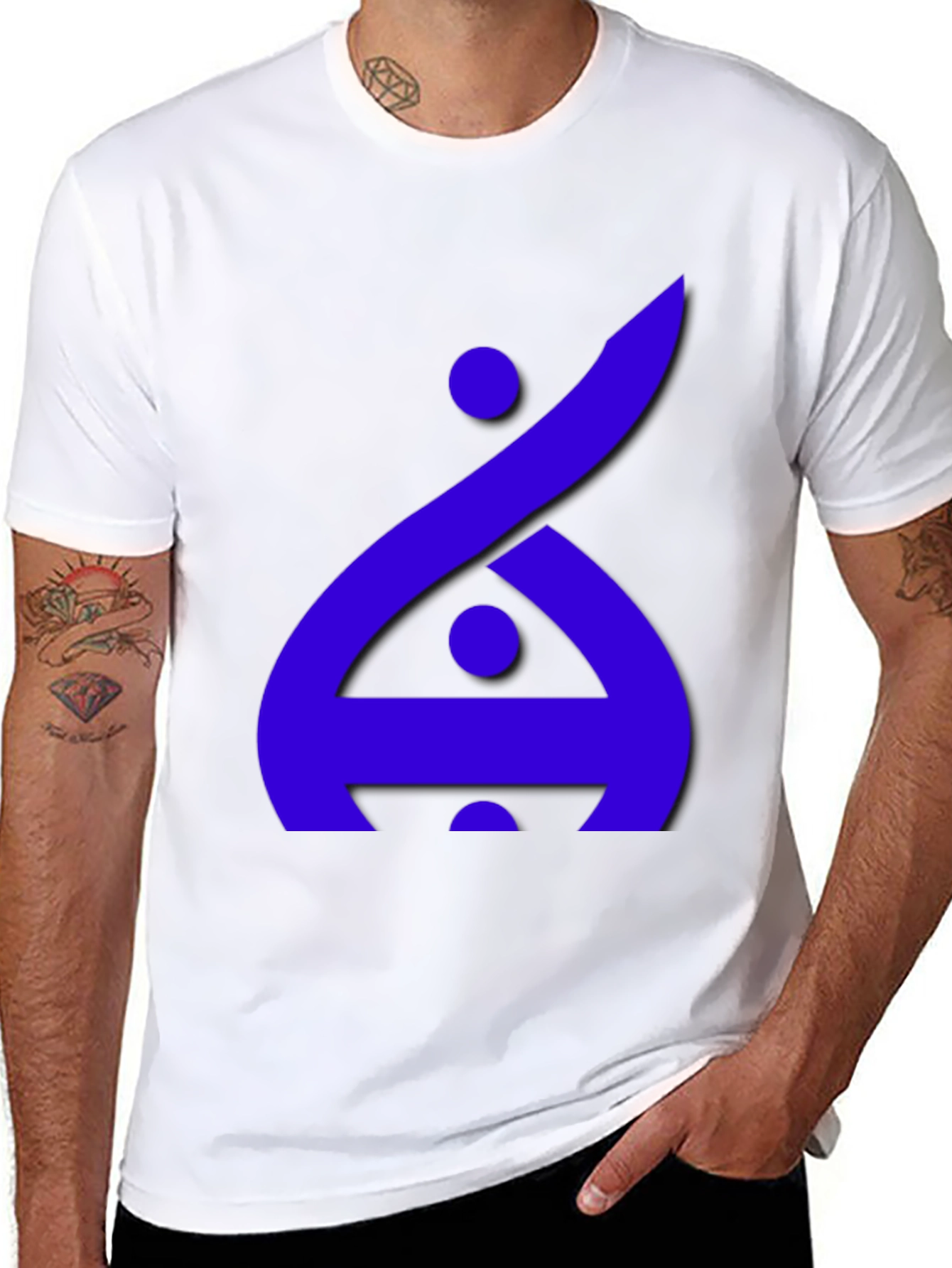 Modern Graphic Tee - Blue Abstract Design on Black