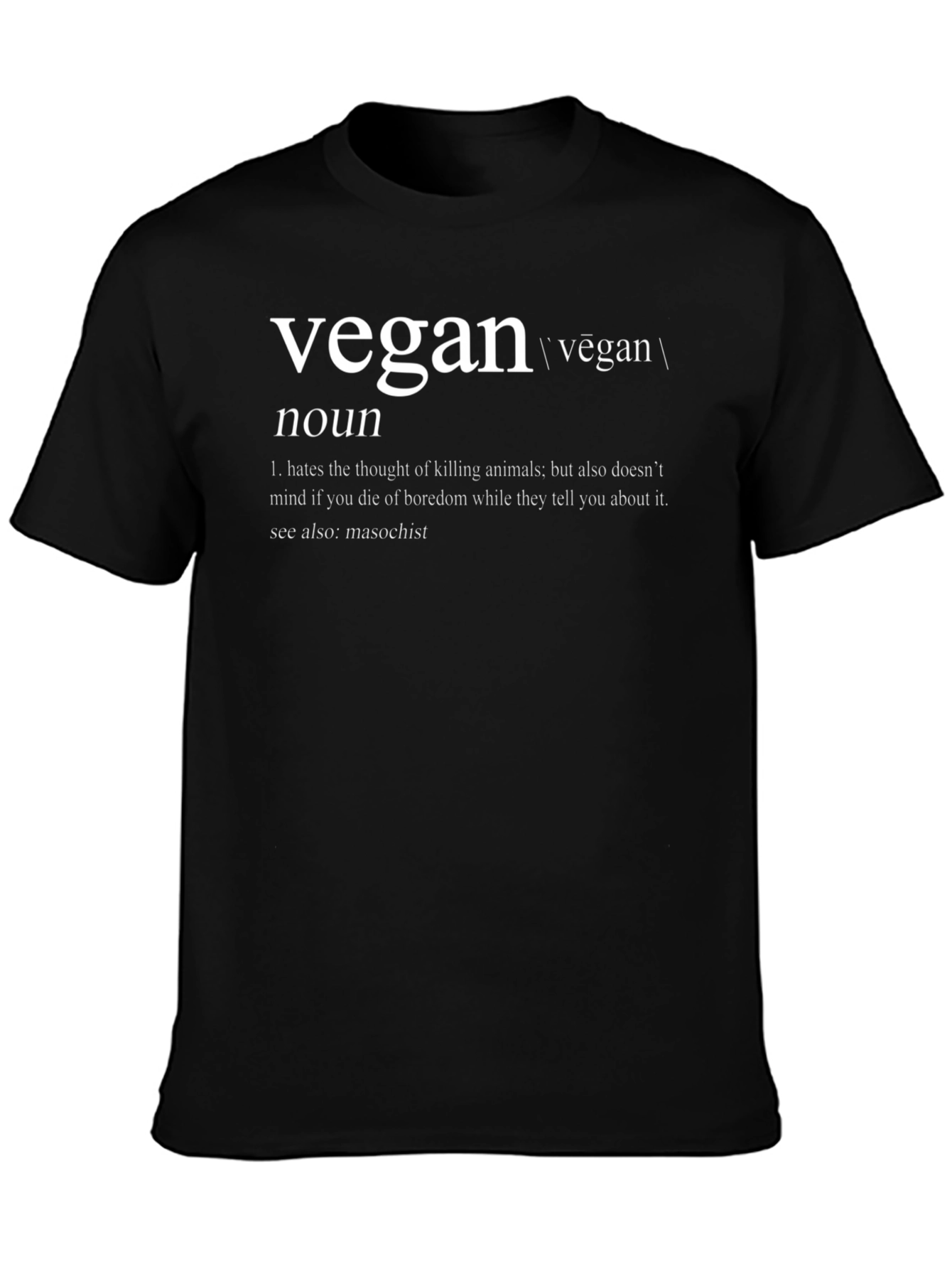 Vegan Definition Black T-Shirt -  Noun Funny Graphic Tee