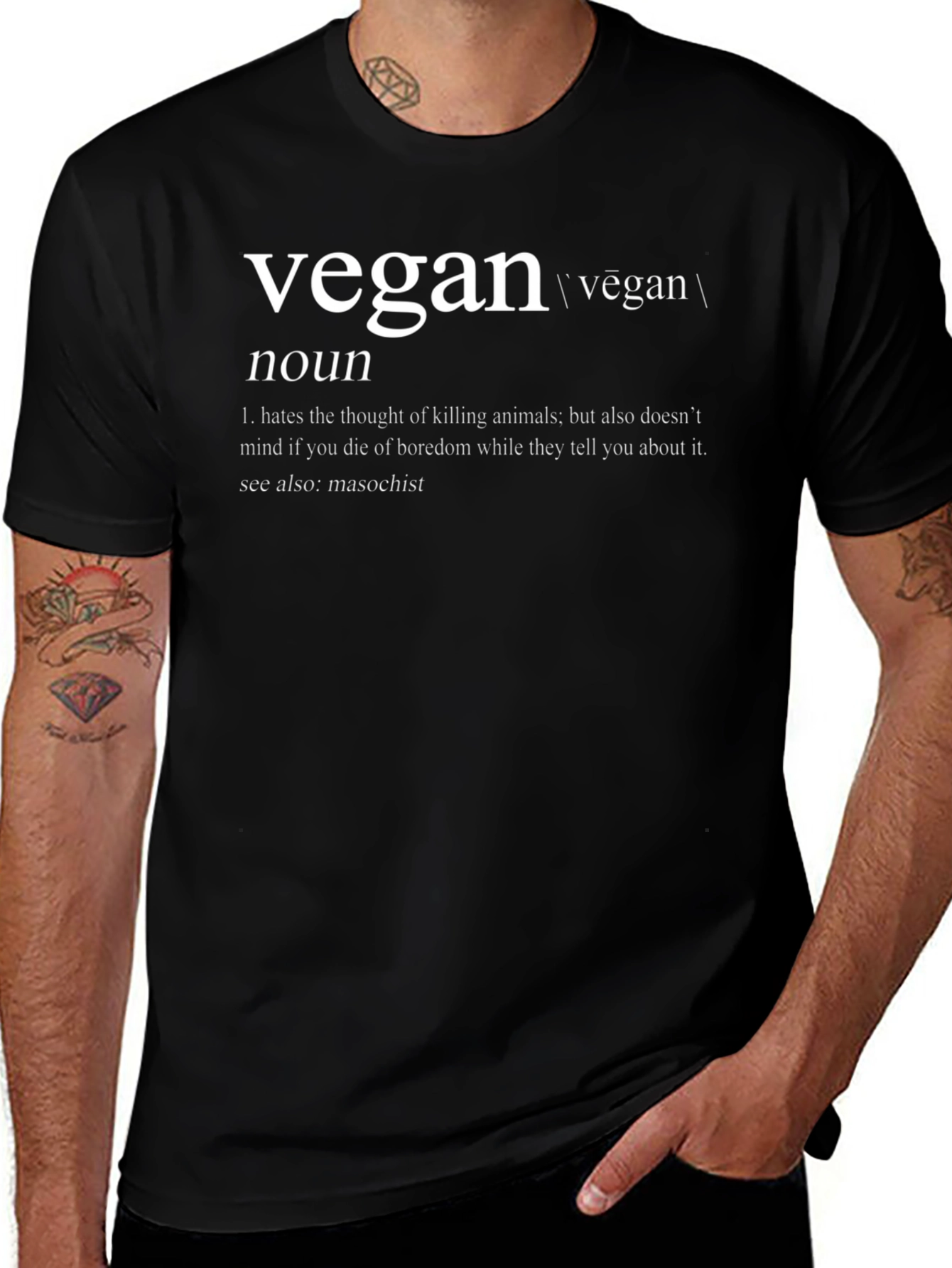 Vegan Definition Black T-Shirt -  Noun Funny Graphic Tee