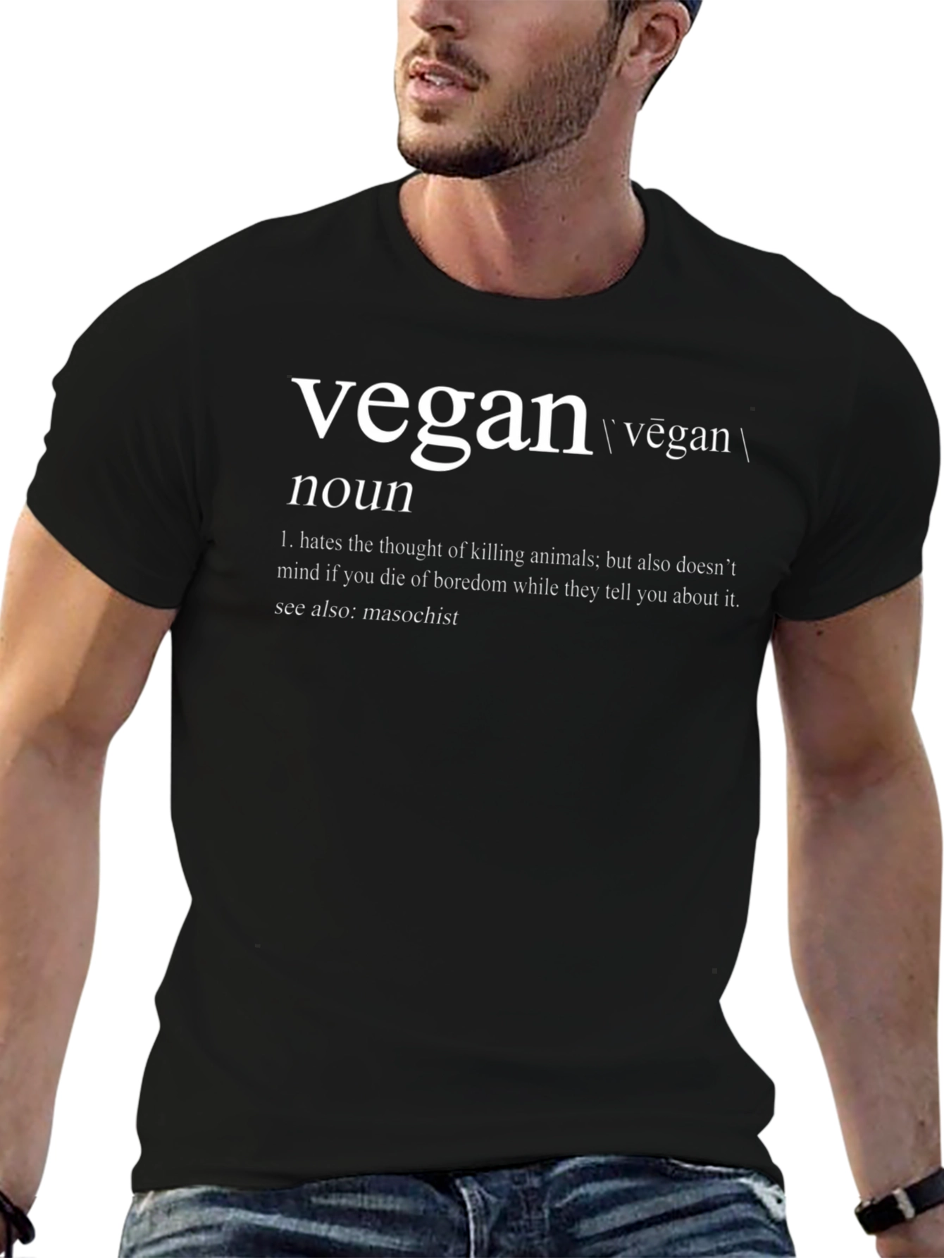 Vegan Definition Black T-Shirt -  Noun Funny Graphic Tee