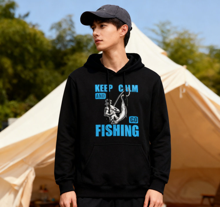 Angler’s Go-To Hoodie: Stylish Keep Calm Fishing Design